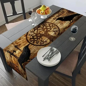 Yggdrasil Rabe Runen Tischdecke Läufer Untersetzer Deko Wikinger Lebensbaum Thor - Bild 1 von 5