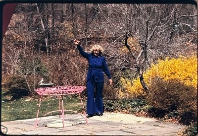 Vintage 1979 Kodak Ektachrome 35mm Slide Woman in Blue Garden Scene - Image 1 of 4