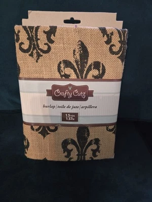 CRAFTY CUTS Burlap/Toile de Jute/Arpillera, Fleur-De-Lis, 100% Jute 1.5YDS NEW - Image 1 of 4