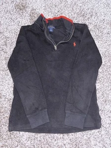 Lot of 2 Polo Ralph Lauren Black 1/4 Zip Youth Sweater crew neck logo Size 10/12 - Picture 1 of 6