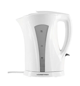 GOURMETmaxx Wasserkocher 1,7l 2200W weiß/grau mit Kalkfilter - Bild 1 von 2