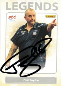 DARTS: PHIL TAYLOR 'THE POWER' SIGNED PDC PANINI TRADING CARD#LEG-10+COA *PROOF* - Picture 1 of 2
