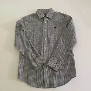 Ralph Lauren Boys Oxford Shirt 12 Plaid Long Sleeve Button Down Black White - Picture 1 of 12
