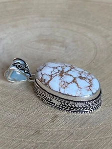 Wild Horse Jasper Vintage Pendant Sterling Silver 925 Plated Oval Bohemian - Picture 1 of 4