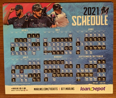 Miami Marlins Magnetic Schedule 2021 Sandy Alcantara - Fast Shipping Cover
