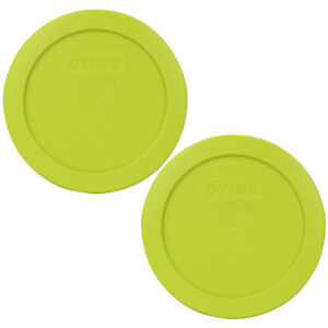 Pyrex 7200-PC Round 2 Cup Plastic Storage Lid Cover Green 2PK for Glass Bowl