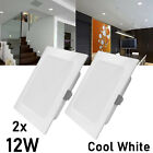 2X 12W LED Panel Ceiling Lights Recessed Down Lamp Cool White Kitchen Fixtures 