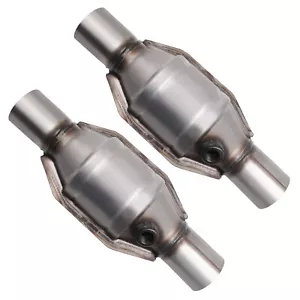 Pair 2.25" Round Inlet/outlet Universal Catalytic Converter Weld-on 400cell - Picture 1 of 10