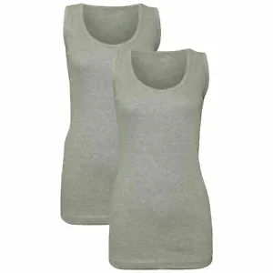 Women's Ladies Fitted Ribbed Vest Tank Tops Cotton Stretchy Vest UK Sizes 14-28 - Picture 1 of 17