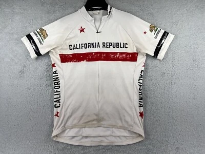 Voler Cycling Jersey Adult Large White 1/2 Zip California Republic Bear READ - Image 1 of 4