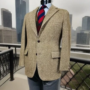 Chipp X Harris Tweed Wool Tan Unconstructed Hacking Jacket Men's 40 R - Picture 1 of 12