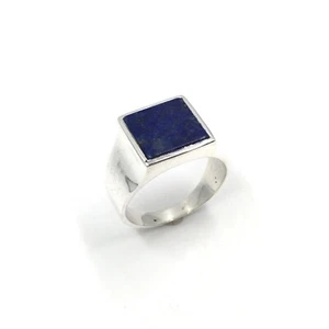 925 Silber Ring Lapislazuli klassischer Siegelring quadratisch Herren Schmuck 65 - Picture 1 of 11