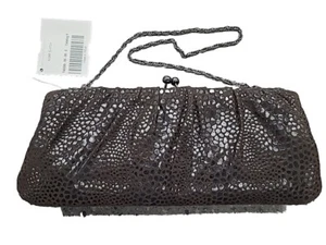 Santi Womens Kiss Lock Clutch Handbag Brown/Black Animal Print - Picture 1 of 4
