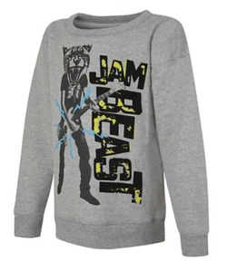 Boys Gray Sweatshirt JAM BEAST Electric Guitar Player TIGER HEAD Human  - Picture 1 of 4