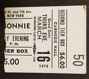 DELANEY AND BONNIE / BILLY PRESTON 1972 TICKET STUB Carnegie Hall NY