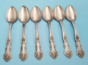 6-Orleans ORL 37 Stainless Steel teaspoons Grapes Floral 6" Modern Solid - Picture 1 of 6