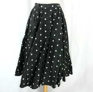 Vintage Alson Polka Dot Swirl Velvet Flocked Full Flair Circle Skirt S 1950s - Picture 1 of 8