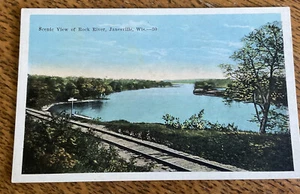 1910s Janesville, Wisconsin Unposted Postcard Scenic View Rock River - Picture 1 of 2