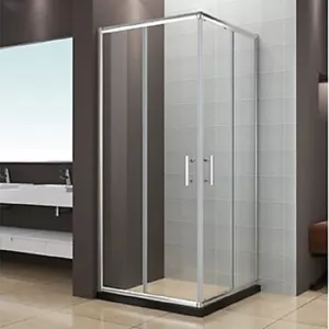 Box doccia 2 lati fissi e 2 scorrevoli in vetro temperato 5mm x190 varie misure - Foto 1 di 5
