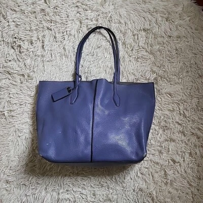 Tod's Large Joy Tote Bag in Hammered Leather - Blue - Made in Italy - Used - Image 1 of 4