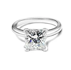 3.00 Ct D VS1 Princess Cut Diamond Engagement Ring 14k White Lab Grown IGI Cert - Picture 1 of 8