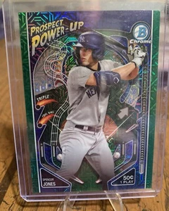 2024 Bowman Spencer Jones Mega Box Chrome Prospect Power-Up Green Mojo /99 - Picture 1 of 2