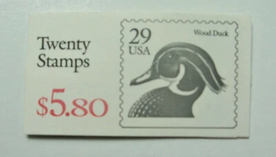 1991 Book of 20 Wood Duck 29 Cent U.S.P.S. Stamps - Image 1 of 3