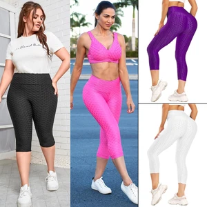 Women High Waist Yoga Pants Honeycomb Anti-Cellulite Leggings Butt Lift Gym - Picture 1 of 12