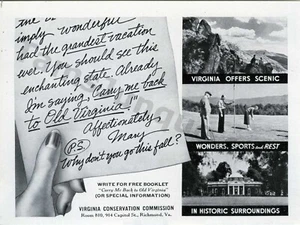 Virginia 1939 Vacation Travel Tourism REVISTA IMPRESA ANUNCIO ¡Decoración de pared! (4029) - Imagen 1 de 1