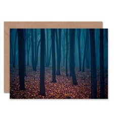 Birthday Nature Photo Forest Trees Autumn Floor Blank Greeting Card