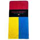 Polo sport vintage Ralph Lauren épelé drapeau couleur bloc serviette de plage RARE