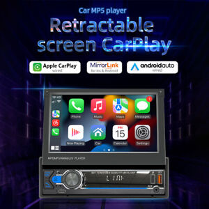 7" Carplay 1Din Car Bluetooth MP5 Player Flip Out Screen FM Radio Stereo