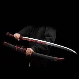 Red Dragon BroadSaber Jian High Carbon Steel Blade Sharp Knife Sword Katana - Picture 1 of 8