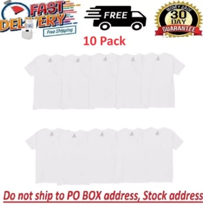 10 Pack Hanes Men's Super Value Pack White V-Neck Undershirts 100% Cotton - Picture 1 of 6
