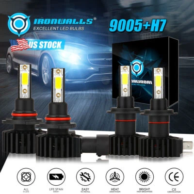 H7+9005 LED Headlight Bulbs For Mazda 3 2007-2009 Mazda 6 2011-2013 Hi-Lo Beam - Image 1 of 4