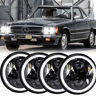 4PCS 5.75" Halo LED Headlights Hi-Lo Beam For Mercedes-Benz 380SL 450SL 560SL - Image 1 of 4