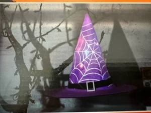 Indoor Lighted Hanging or sitting Purple Witch Hat Decorations LED Lights TX - Picture 1 of 3