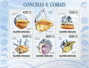 Cáscaras y corales vida marina mar Guinea-Bissau 2009 Mi. 4480-84 # GB9603a - Imagen 1 de 1