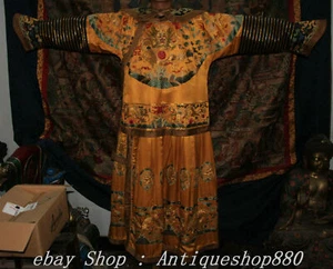 72" Old China Silk Cloth Gold wire Dynasty Dragons Emperor Robe imperial robe - Picture 1 of 12