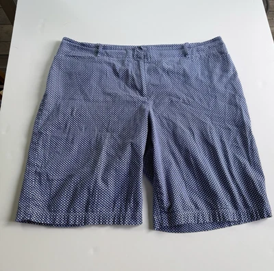 Pantalones Cortos Talbots Mujer 16 Azul Geométrico Frente Plano Mezcla Algodón Preppy Clásico Foto 1 de 4