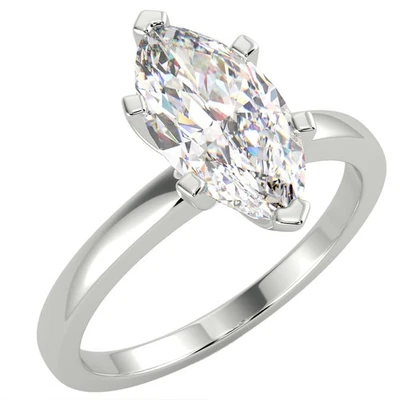1.03 Ct Marquise Cut VVS2/F Solitaire Diamond Engagement Ring 14K White Gold - Image 1 of 4