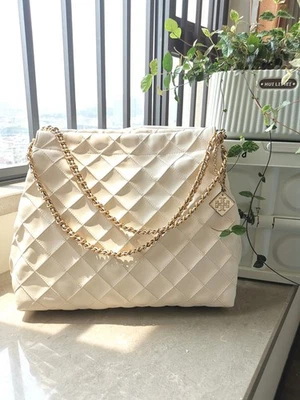 Tory Burch Fleming Quilted Lambskin Chain Tote Bag Cream Ivory NWT 752 - Image 1 of 4