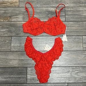 NWT Free People HAH Bra Panty Set Hook Up 32-40DD Underwire Fly Girl Panty Large - Picture 1 of 14