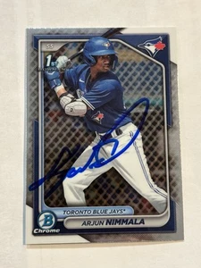 2024 Bowman Chrome Arjun Nimmala 1st IP Auto Signed Autograph Blue Jays - Picture 1 of 1