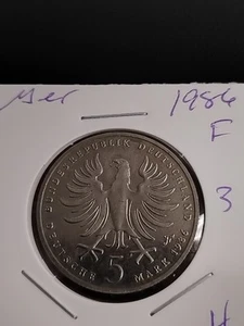 1986-F German 5 Mark Copper-Nickel Clad #3 - Picture 1 of 2