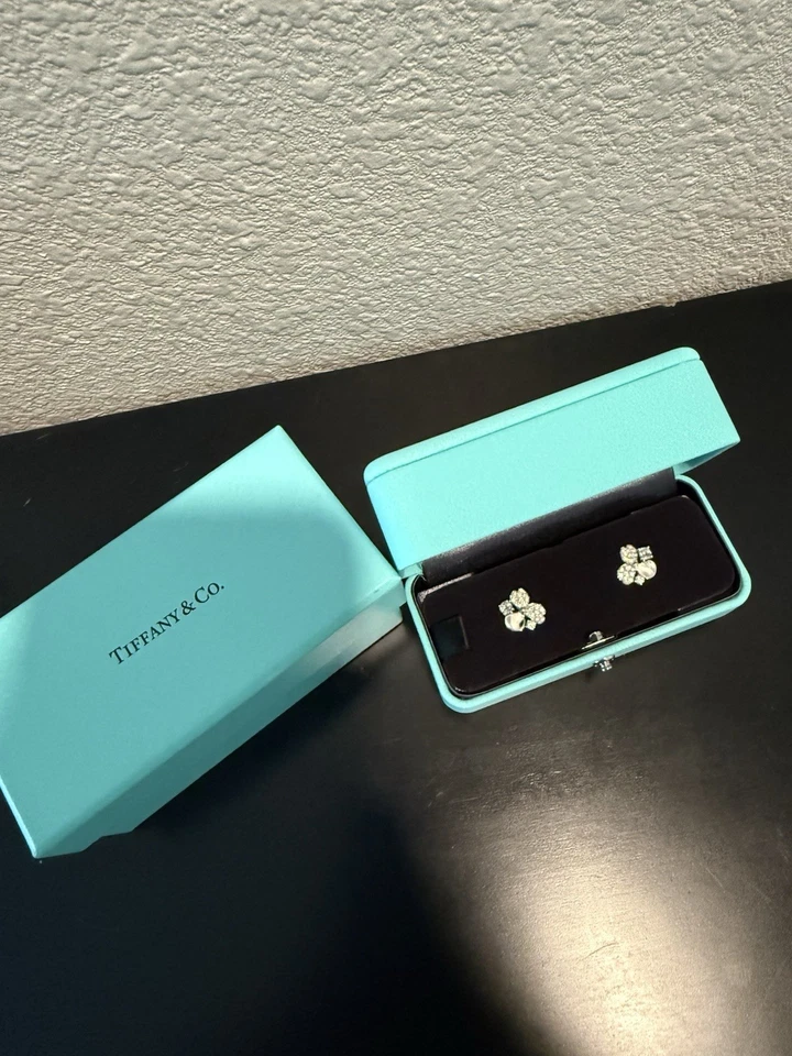 Aretes con racimo de flores de papel de platino y diamantes Tiffany & Co. Foto 1 de 2