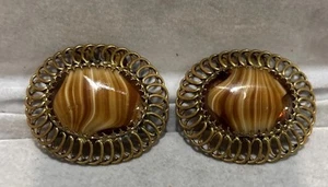 Vintage Gold Tone Glass ?West Germany Shoe Clip Enhancers Goldtone - Picture 1 of 7