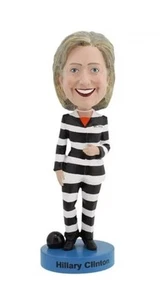 2015 Hillary Clinton Striped Federal Prison Jumpsuit Ball & Chain Bobblehead NIB - Picture 1 of 2