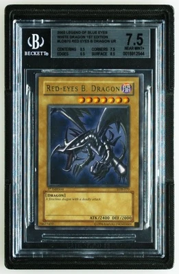 2002 Yu-Gi-Oh! Red-Eyes B. Dragon Black LOB-070 1st Edition English BGS 7.5 - Image 1 of 2