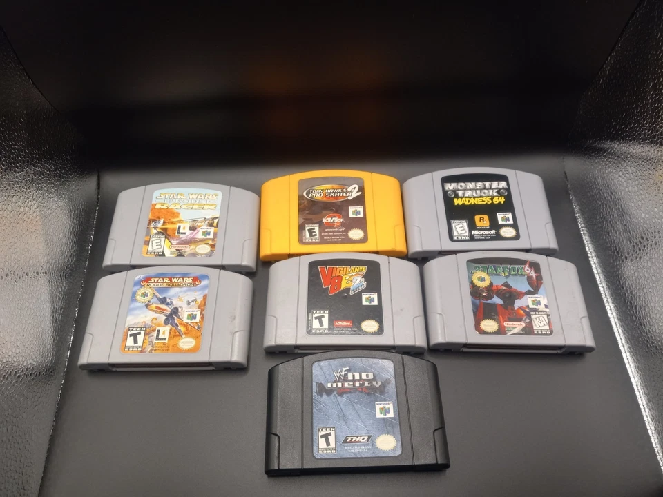 Nintendo 64 Game Lot - 7 Games - Star Fox, WWF, Tony Hawk, Star Wars, and more - Image 1 of 1